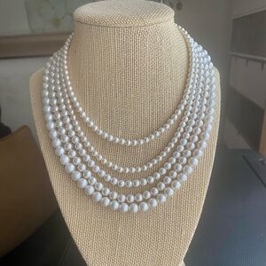 Vtg 5 Strand Pearl Necklace